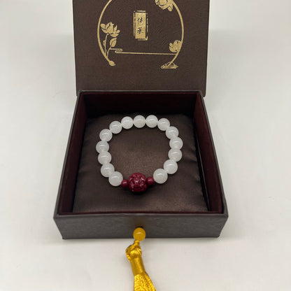 Feng Shui Metal Element Bracelet · White Chalcedony for Clarity & Prosperity