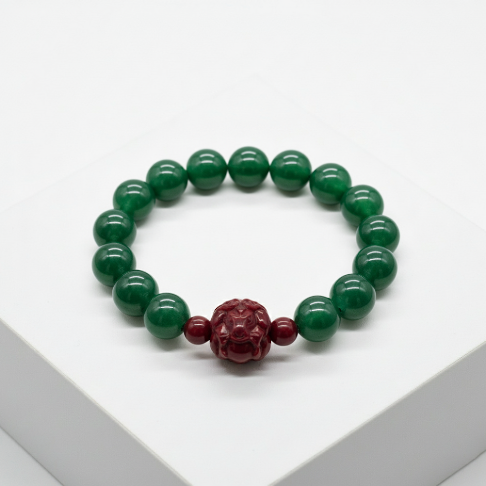 Feng Shui Wood Element Bracelet · Green Agate for Growth & Harmony