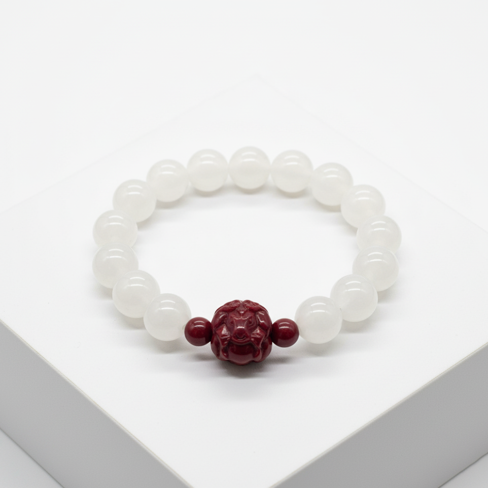 Feng Shui Metal Element Bracelet · White Chalcedony for Clarity & Prosperity