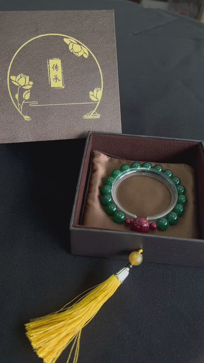 Feng Shui Wood Element Bracelet · Green Agate for Growth & Harmony